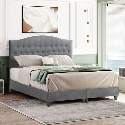 Hm638.10 Malena Bed, Grey Velvet, 150x200
