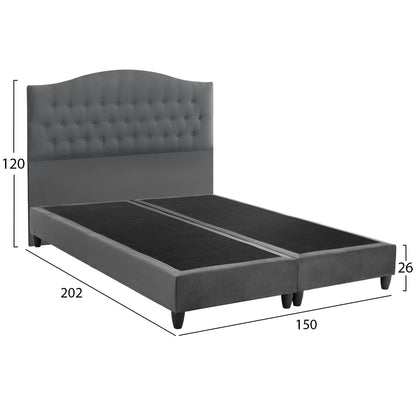 Hm638.10 Malena Bed, Grey Velvet, 150x200