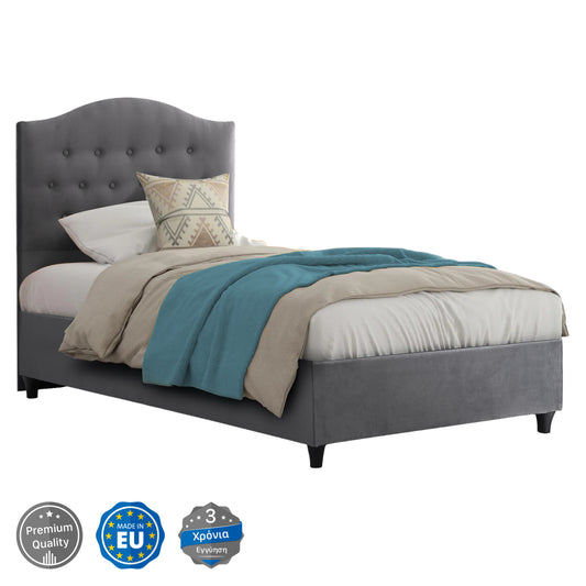 Hm651.10 Bed Malena, Grey Velvet, 90x200