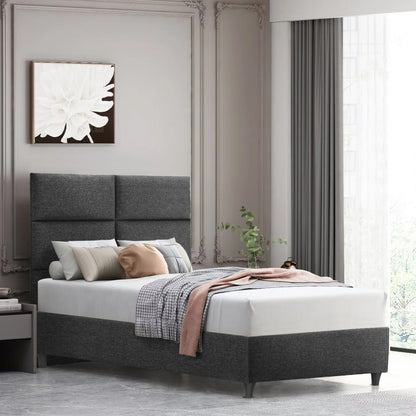 Hm646.01 Bed Milo, Grey Fabric, 120x200cm