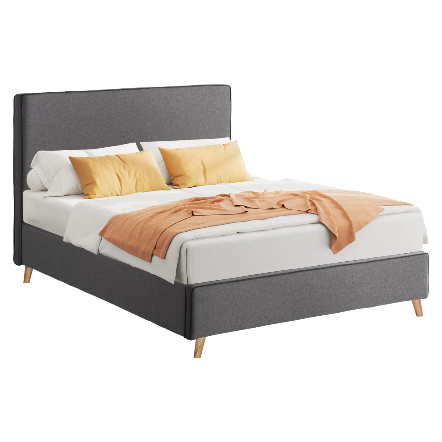 Bed Maylin Hm598.10 Grey Fabric & Dark Grey Rail For Mattress 120x200cm.