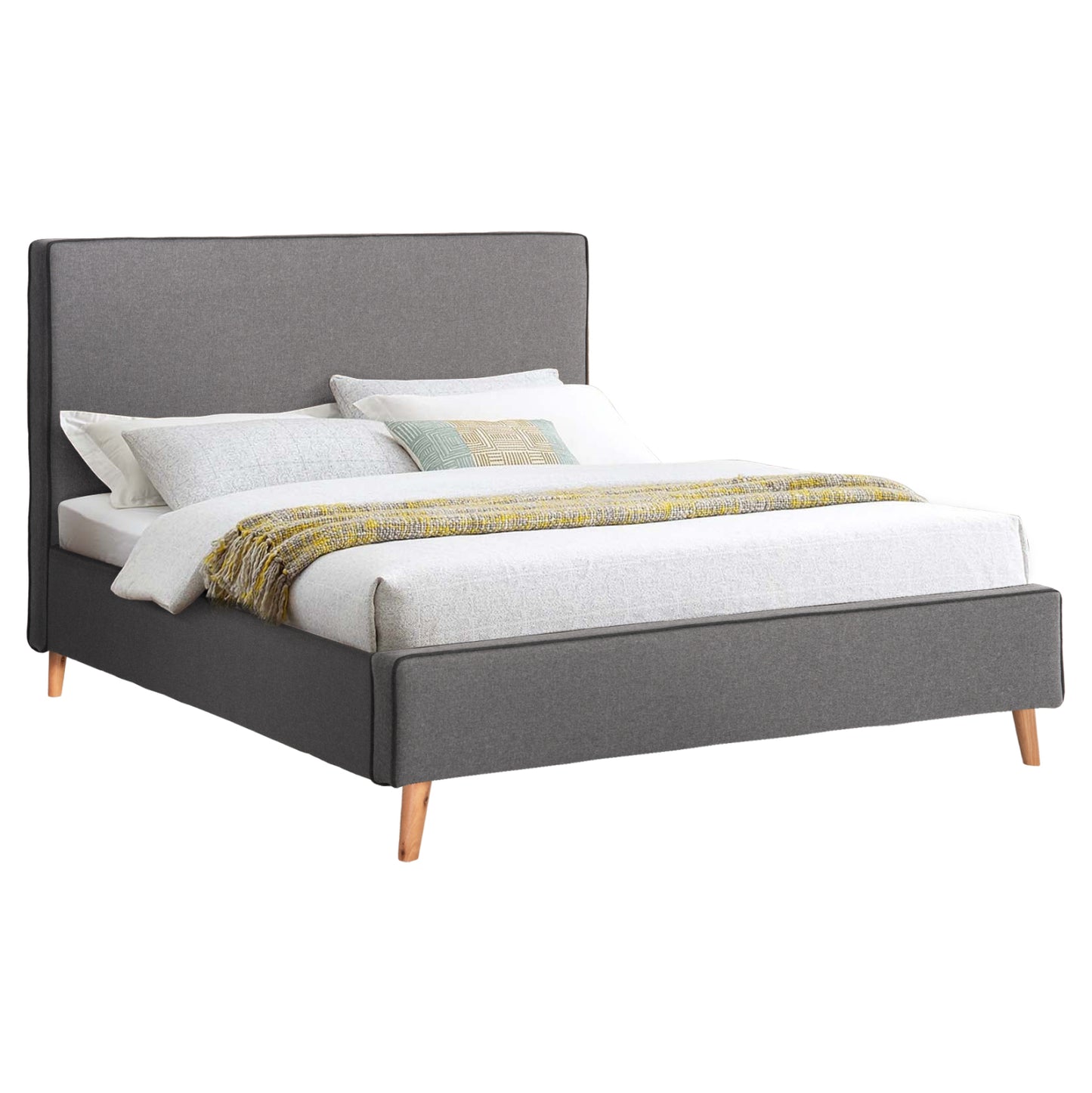 Bed Indra Hm662.01 Grey Fabric & Drak Grey Rail For Mattress 160x200cm.