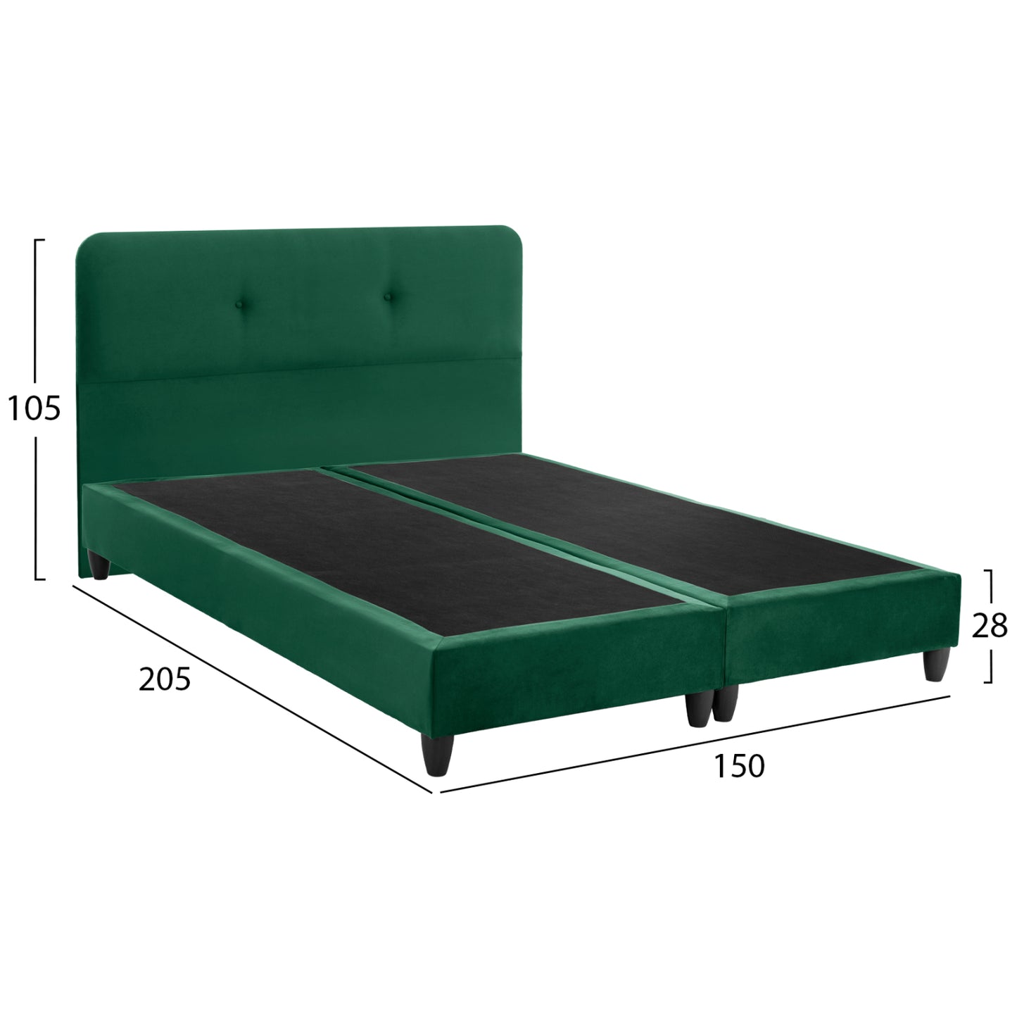 Hm637.13 Bed Dolores, Cypress Green Velvet, 150x200