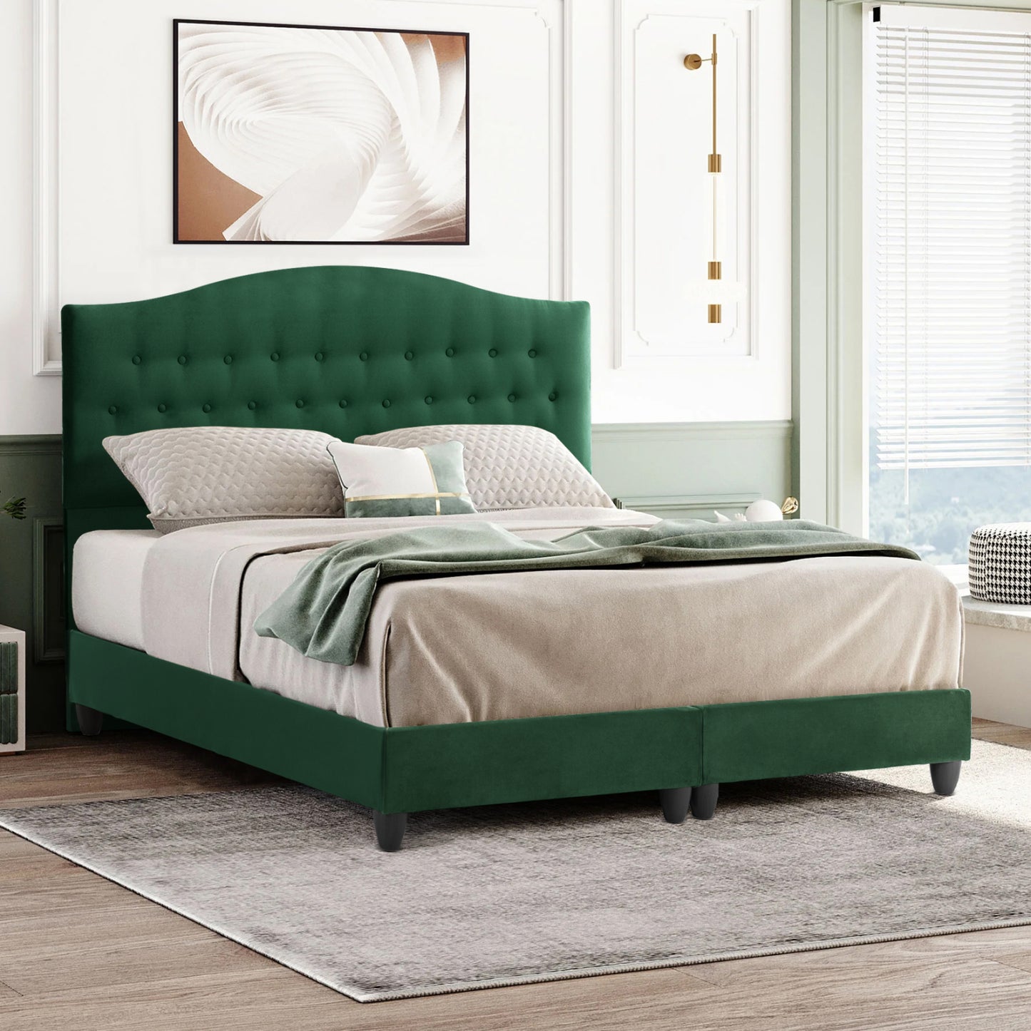 Hm638.13 Bed Malena, Cypress Green Velvet, 150x200