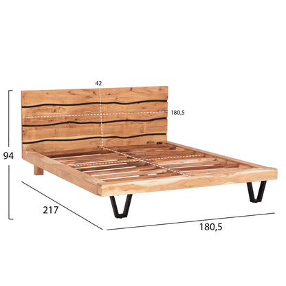 Bed Alicia Hm8359.11,metal And Solid Acacia Wood,160Χ200
