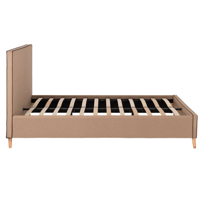 Bed Indra Fb9662.02 Beige Fabric Brown Rail For Mattress 160x200cm.
