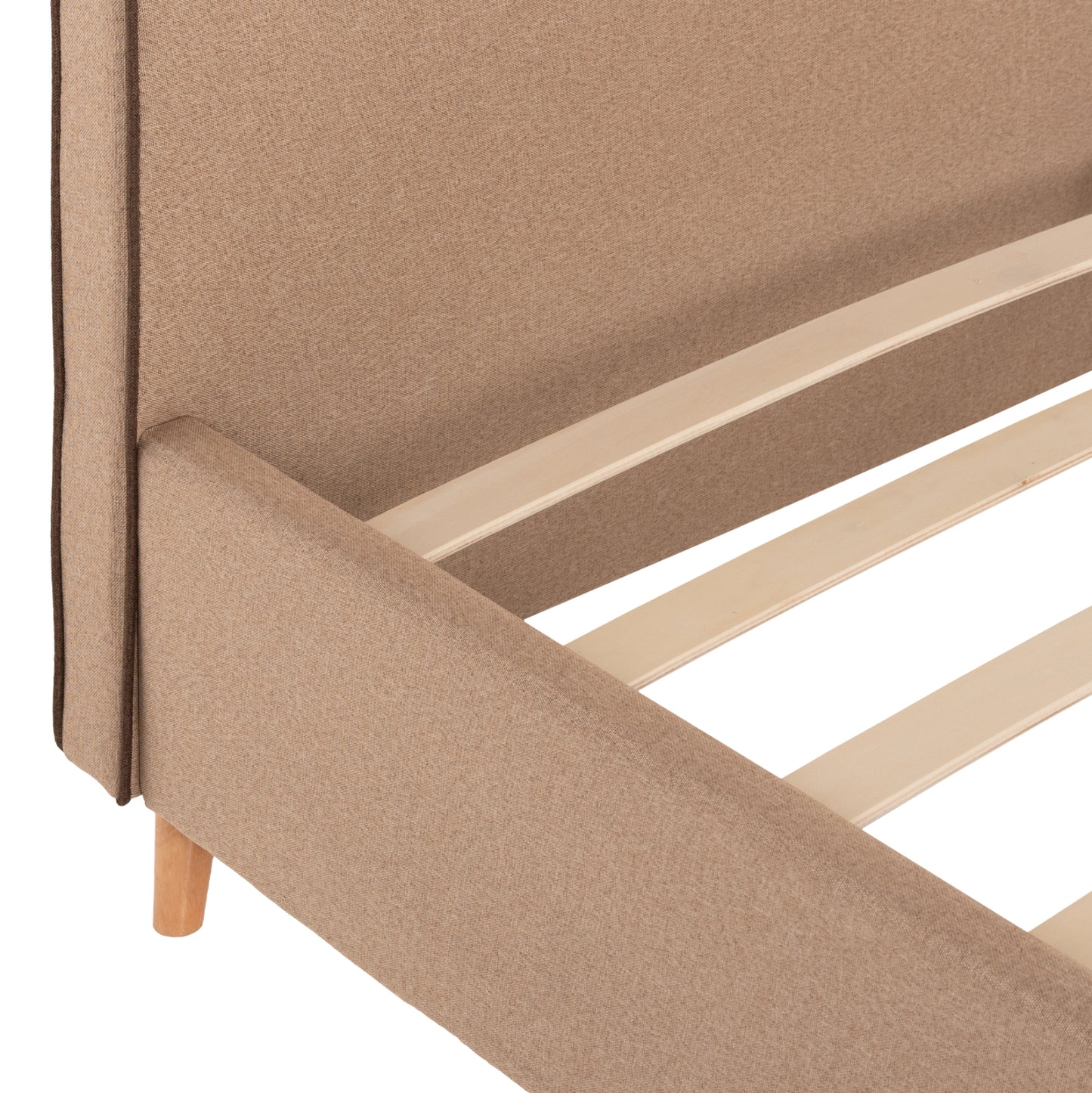 Bed Indra Fb9662.02 Beige Fabric Brown Rail For Mattress 160x200cm.