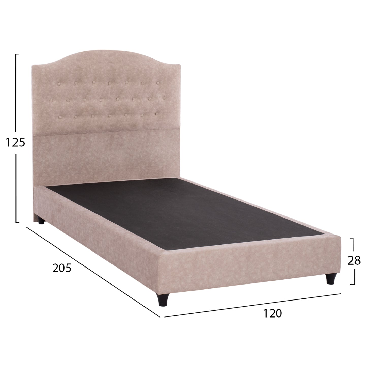 Hm647.22 Bed Malena, Beige Nubuck-type Fabric, 120x200