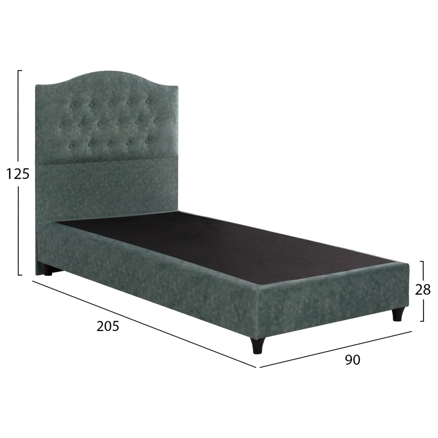Hm651.27 Bed Malena, Nubuck-type Green Fabric, 90x200