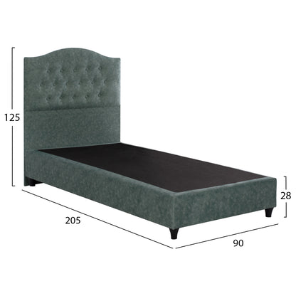 Hm651.27 Bed Malena, Nubuck-type Green Fabric, 90x200