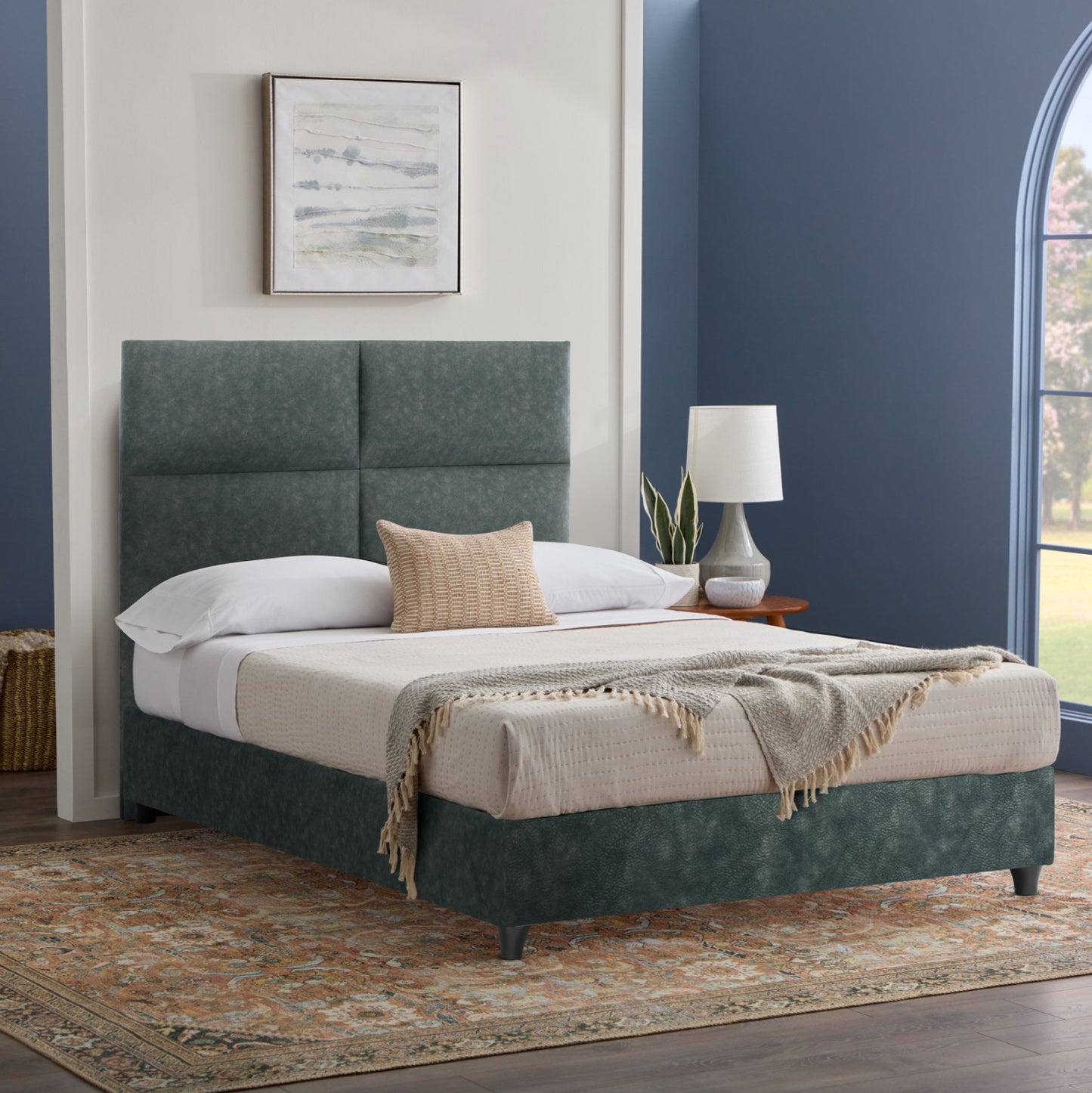 Bed Milo Hm646.27, Green Nubuck-type Fabric, 120x200cm