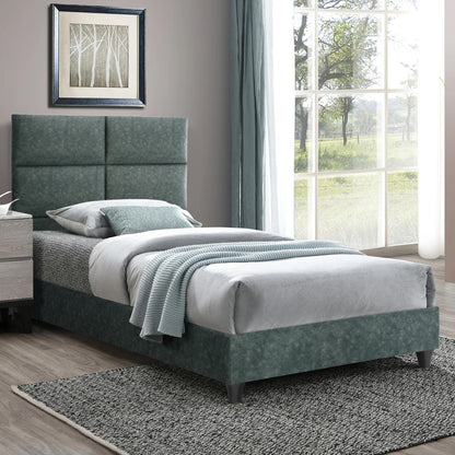 Bed Milo Hm652.27, Green Nubuck-type Fabric, 90x200cm