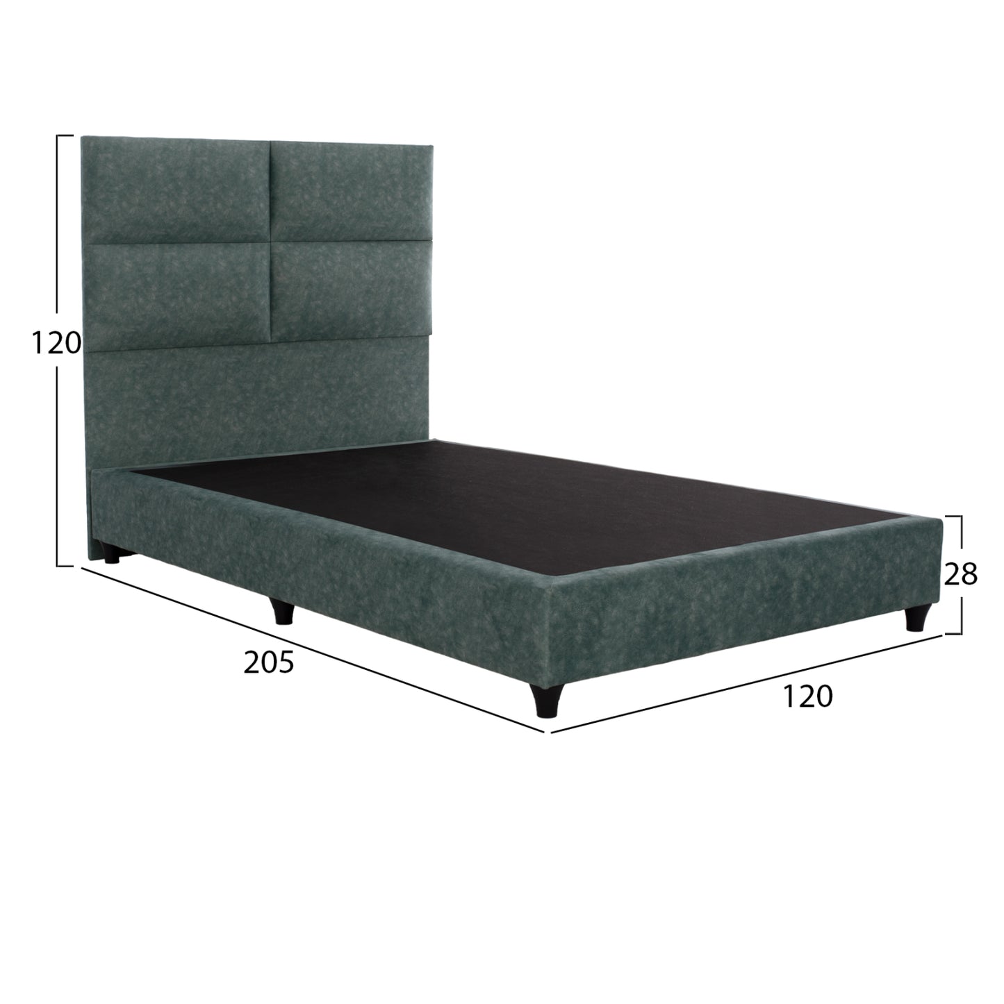 Bed Milo Hm646.27, Green Nubuck-type Fabric, 120x200cm