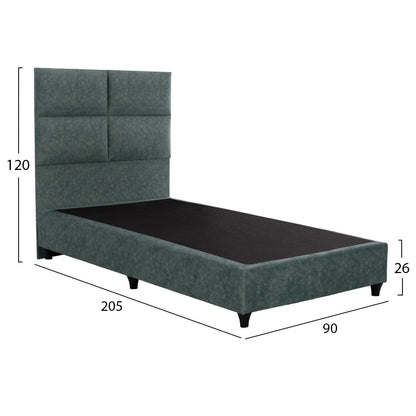 Bed Milo Hm652.27, Green Nubuck-type Fabric, 90x200cm