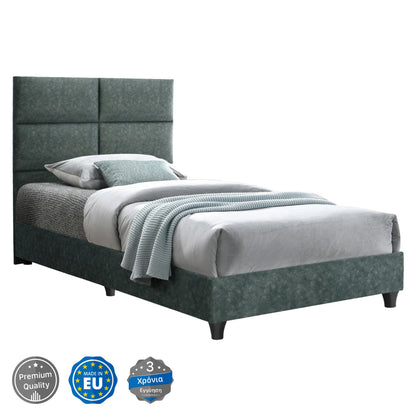 Bed Milo Hm652.27, Green Nubuck-type Fabric, 90x200cm