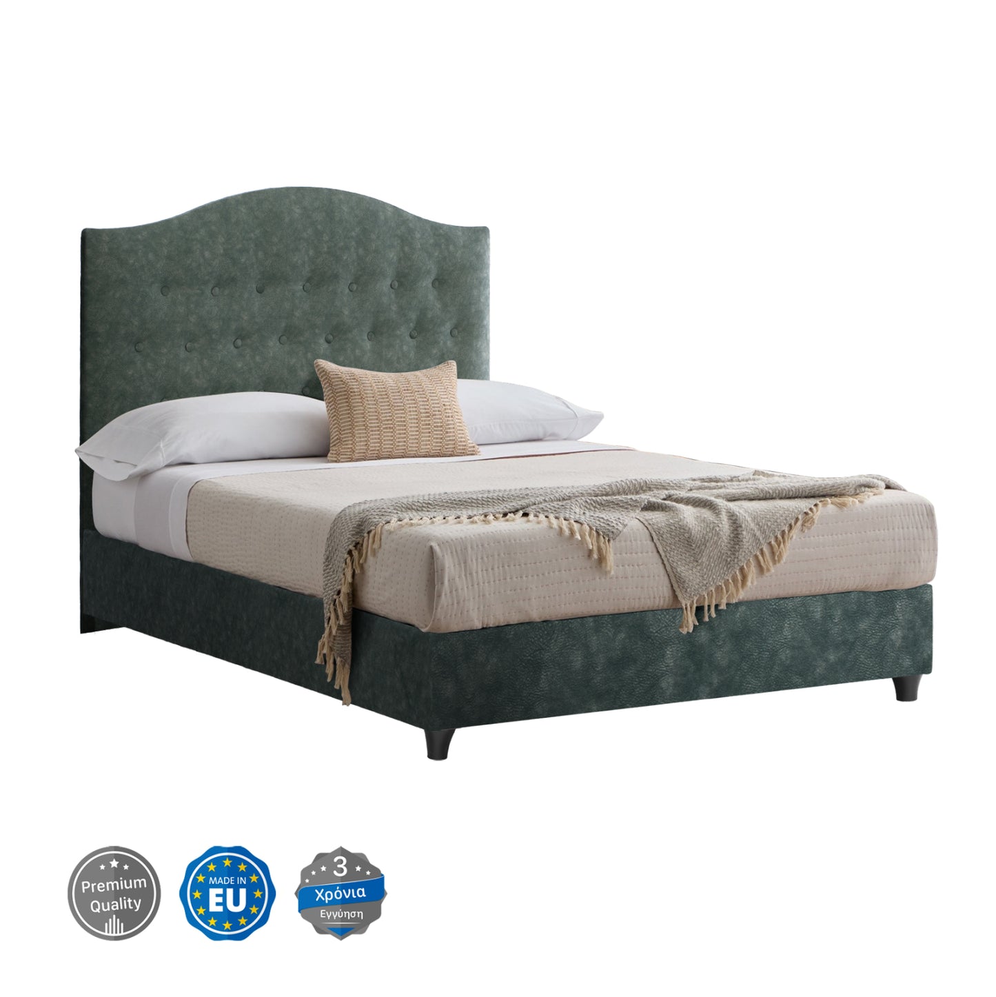 Bed Malena Hm647.27, Green Nubuck-type Fabric, 120x200cm