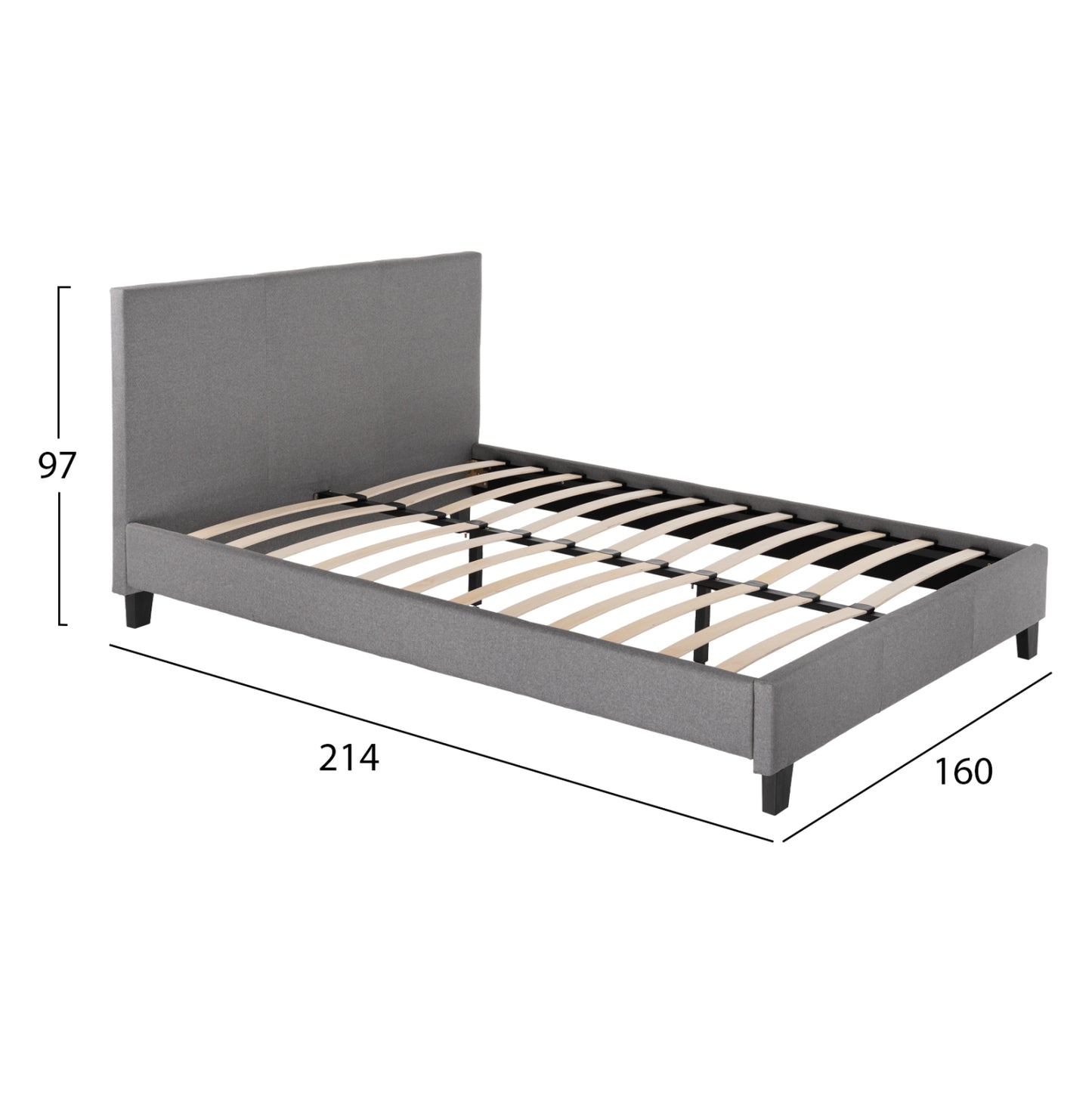 Gray Fabric Bed Hm553.11 For Mattress 150x200 Ek.