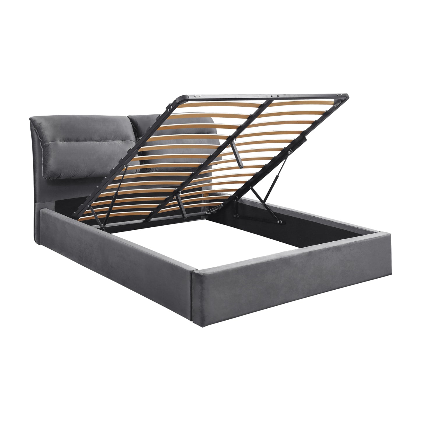 Hm565.01 Bed, Kendra, Velvet Grey, Storage Space 160x200cm