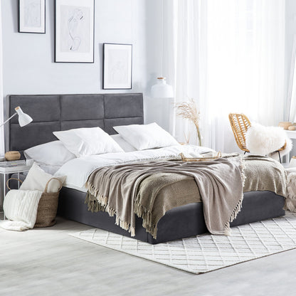 Bed Briley Velvet Grey With Storage Space 160x200 Cm Hm583.01