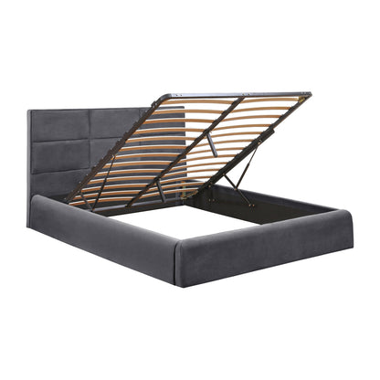 Bed Briley Velvet Grey With Storage Space 160x200 Cm Hm583.01