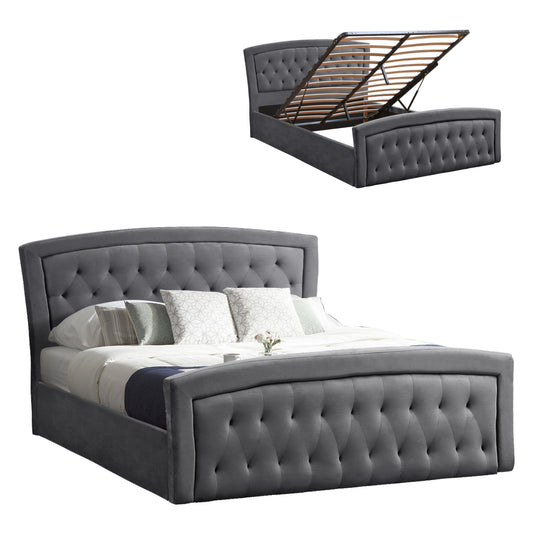 Bed Odelia Velvet Grey And Storage Space 160x200 Cm Hm581.01