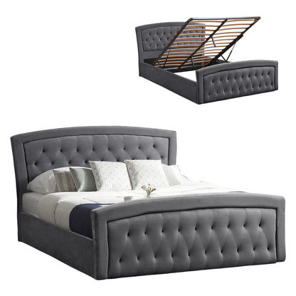 Bed Odelia Velvet Grey And Storage Space 160x200 Cm Hm581.01
