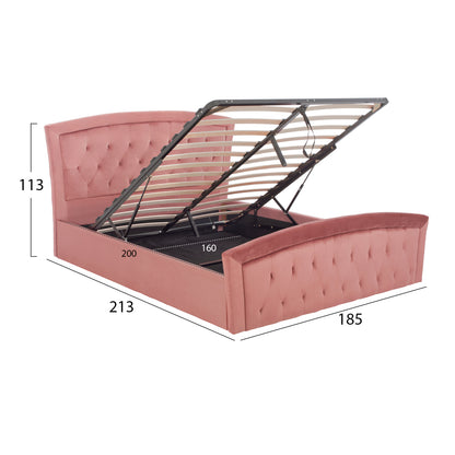 Bed Odelia Velvet Dusty Pink With Storage Hm581.02 185x212x113 Cm.