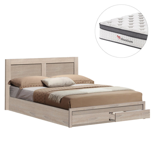 Double Bed With 2 Drawers & Mattress Capri Hm10747.02 Melamine Sonama--for 140x200cm.