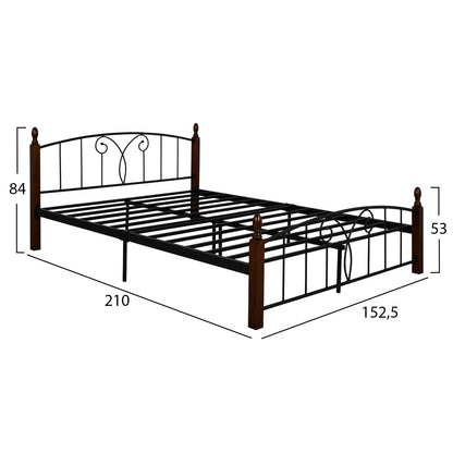 Double Bed Suzie Hm585 For Mattress 150x200cm, Metal-rubberwood