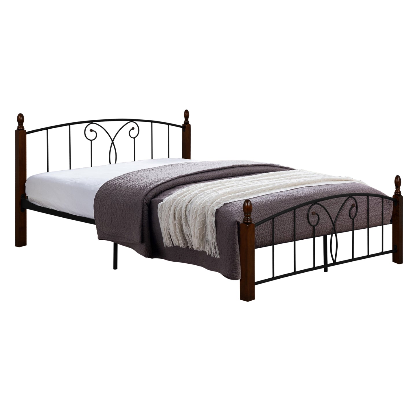 Double Bed Suzie Hm585 For Mattress 150x200cm, Metal-rubberwood