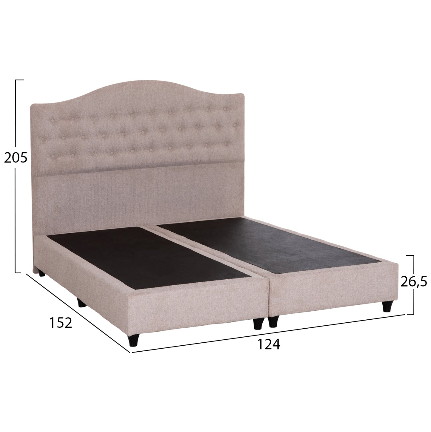 Bed Double Malena Hm638.32 Beige Fabric- For Mattress 150x200cm.
