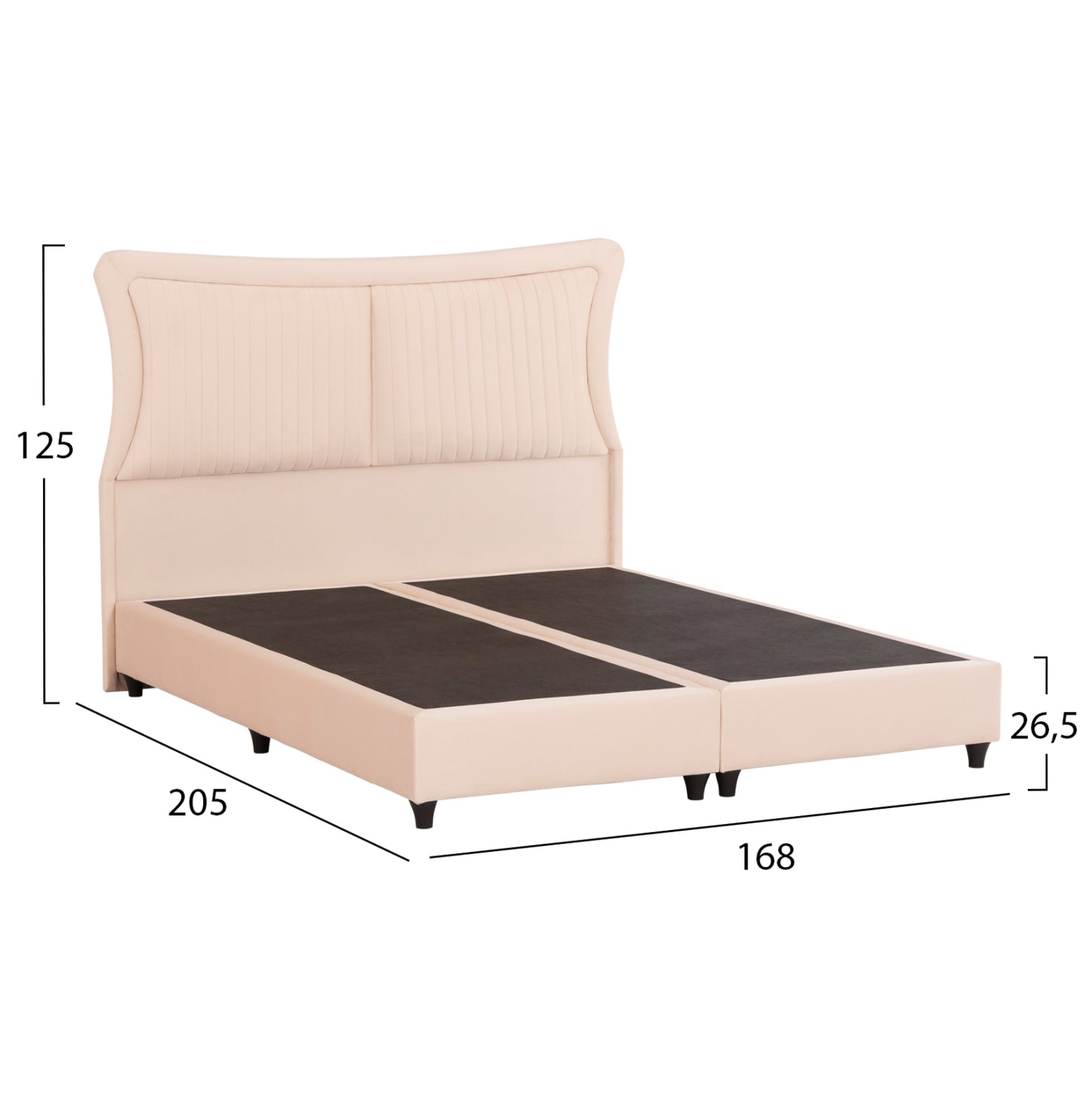 Double Bed Nestor Hm715 Beige Velvet For Mattress 160x200cm.