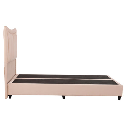 Double Bed Nestor Hm715 Beige Velvet For Mattress 160x200cm.
