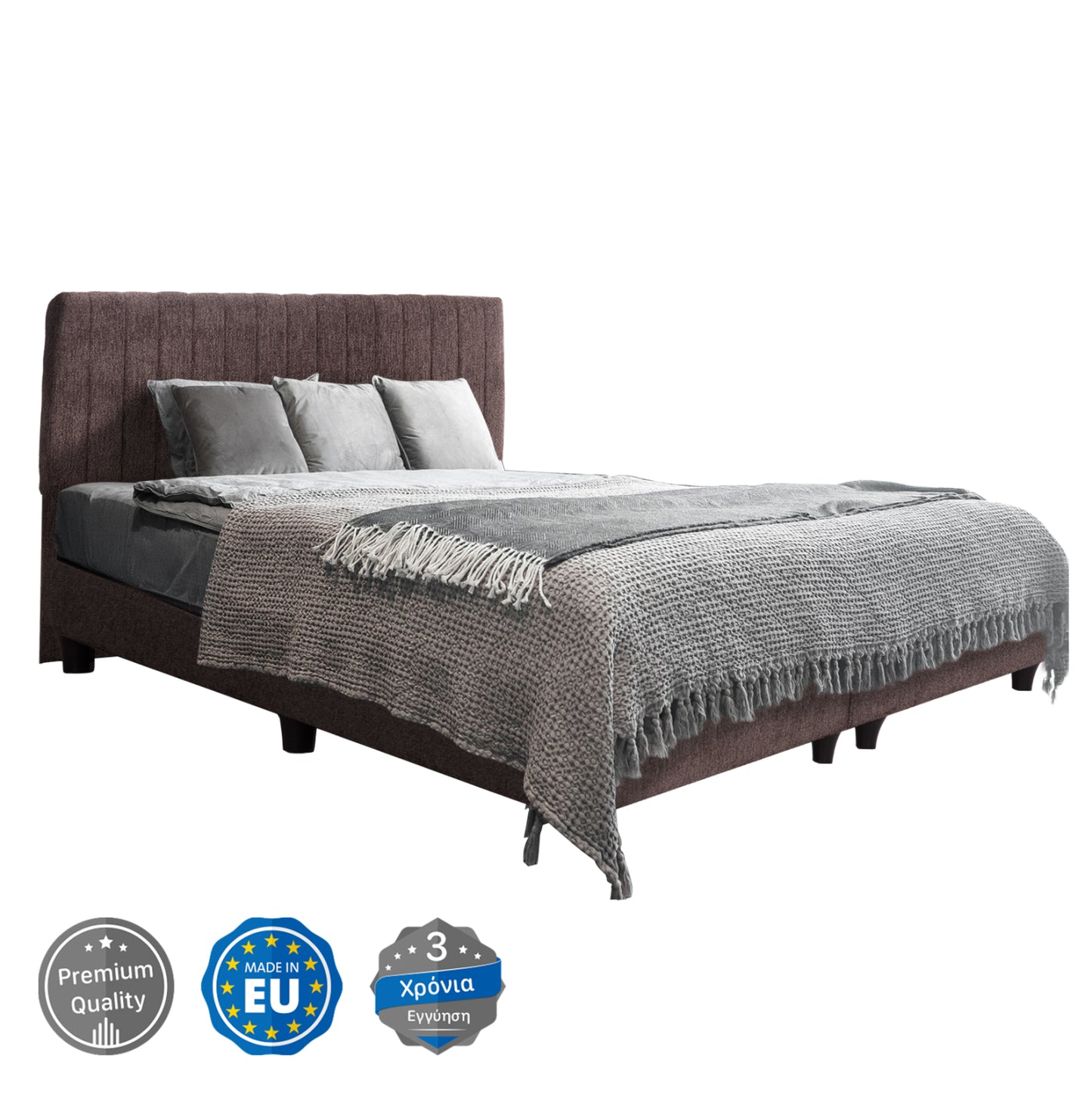 Bed Double-size Luther Hm717.02 Brown Teddy Fabric--for Mattress 160x200cm