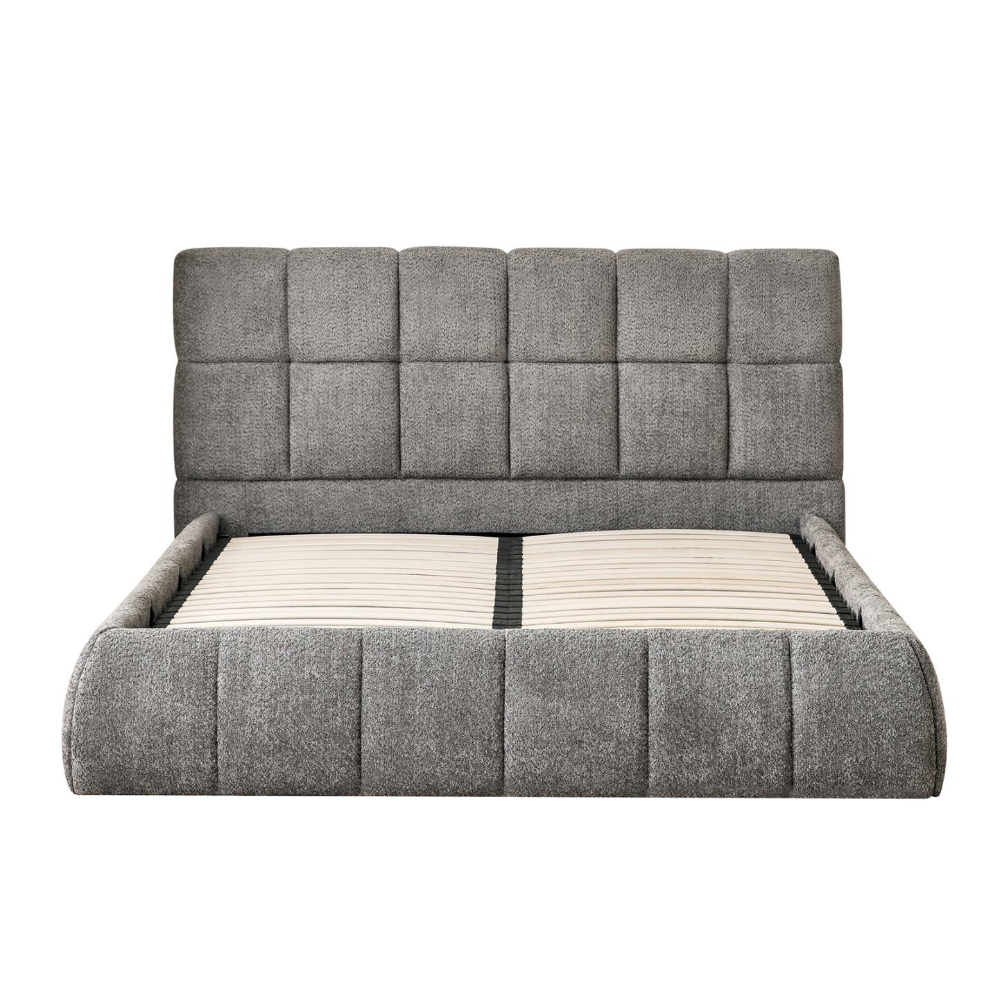 Double Bed Eddy Hm731.01 Grey Boucle & Storage Space--for Mattress 160x200cm.