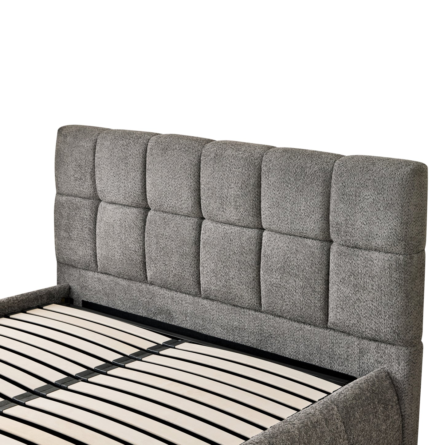 Double Bed Eddy Hm731.01 Grey Boucle & Storage Space--for Mattress 160x200cm.