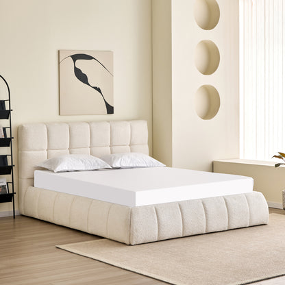 Double Bed Eddy Hm731.03 Beige Boucle & Storage Space--for Mattress 160x200cm.