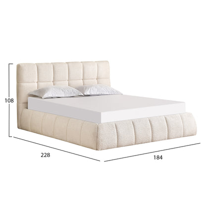 Double Bed Eddy Hm731.03 Beige Boucle & Storage Space--for Mattress 160x200cm.