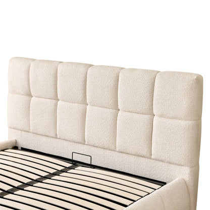 Double Bed Eddy Hm731.03 Beige Boucle & Storage Space--for Mattress 160x200cm.