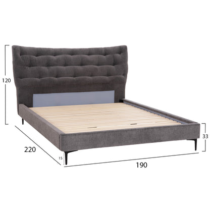 Double Bed Jill Hm737.01 Fabric In Grey--for Mattress 160x200cm
