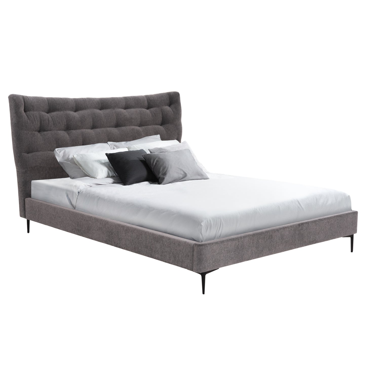Double Bed Jill Hm737.01 Fabric In Grey--for Mattress 160x200cm