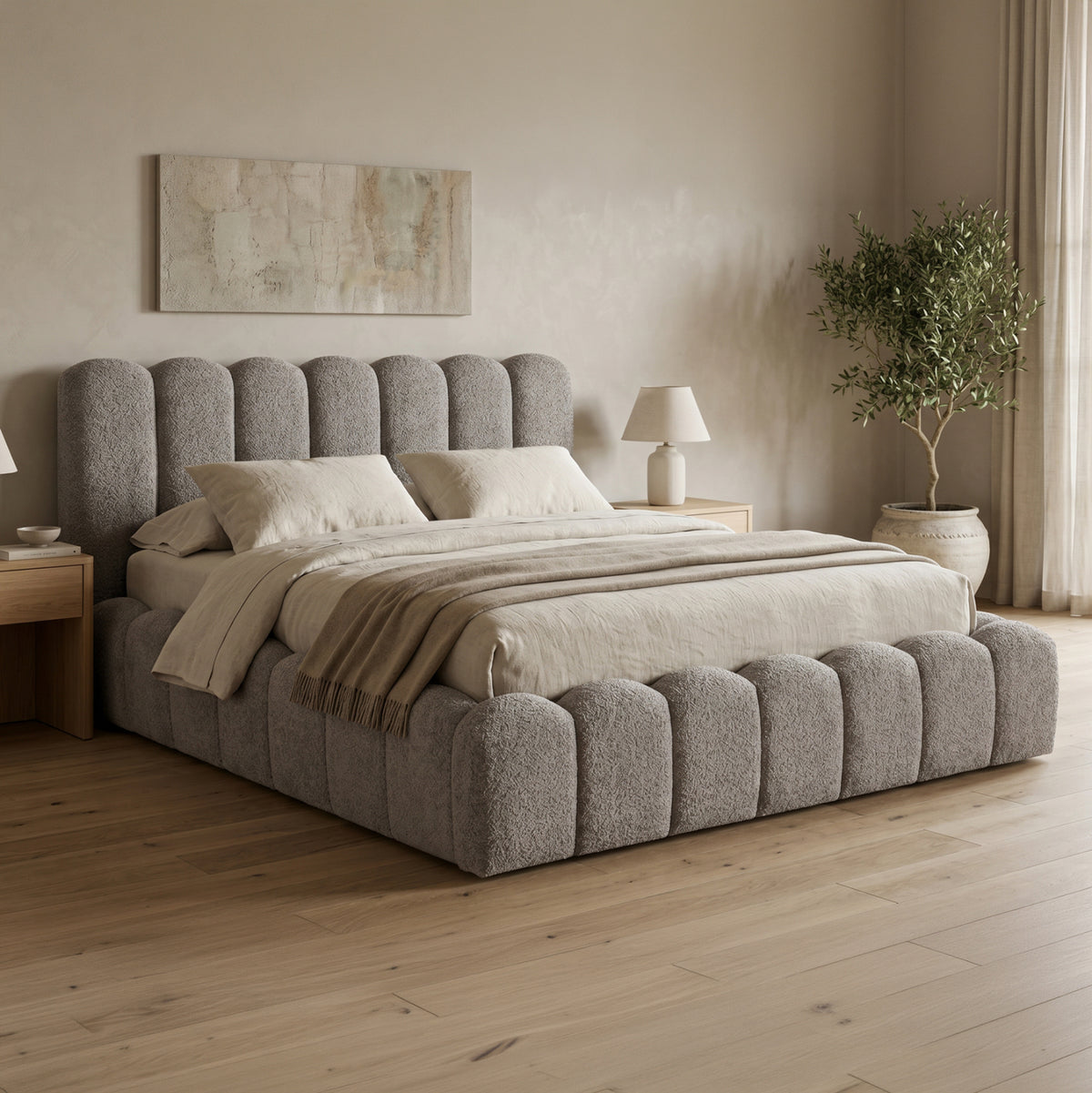 Double Bed Marius Hm759.01 Grey Chenille Fabric--for Mattress 160x200cm.