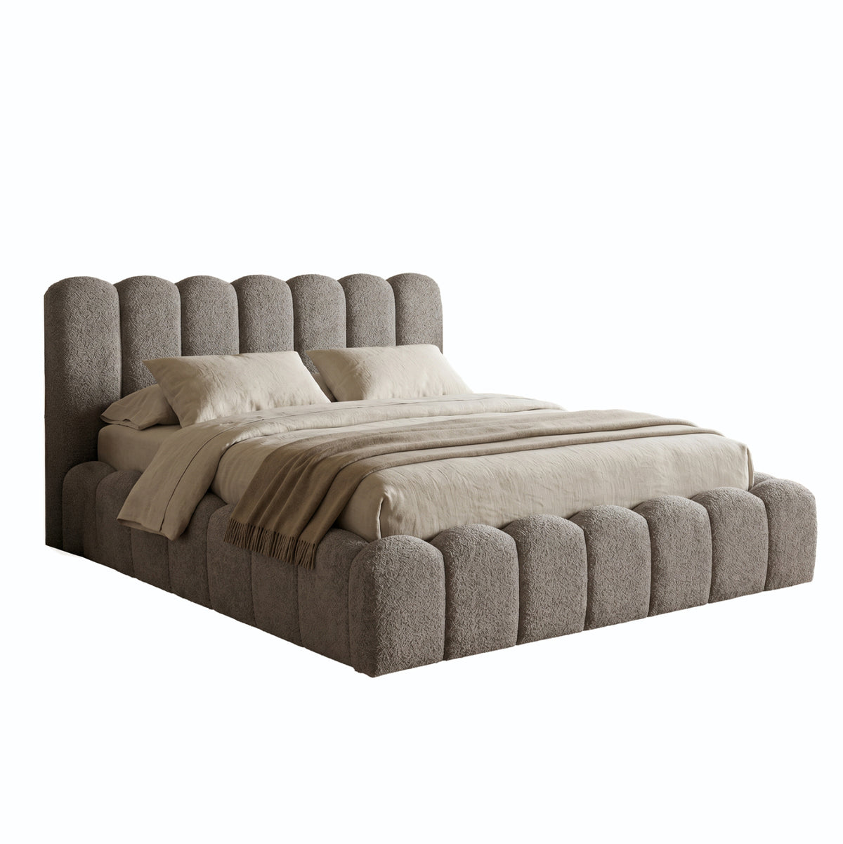 Double Bed Marius Hm759.01 Grey Chenille Fabric--for Mattress 160x200cm.