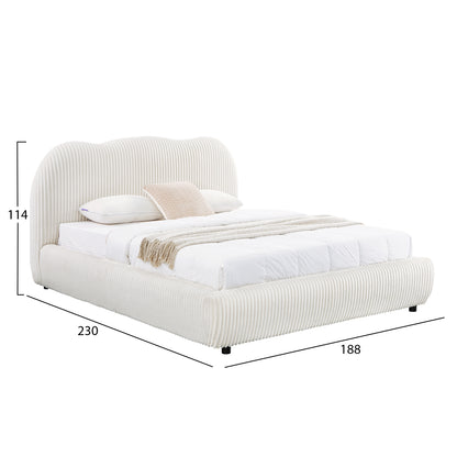 Double Bed With Storage Space Kally Hm729.03 Beige Faux Fur Fabric--mattress 160x200cm.