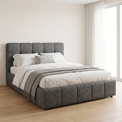 Double Bed With Storage Space Vito Hm762.01 Grey Fabric--for Mattress 160x200cm