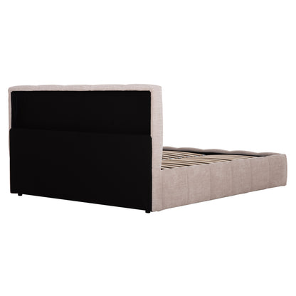 Double Bed With Storage Space Enya Hm763.03 Light Beige Fabric--for Mattress 160x200cm