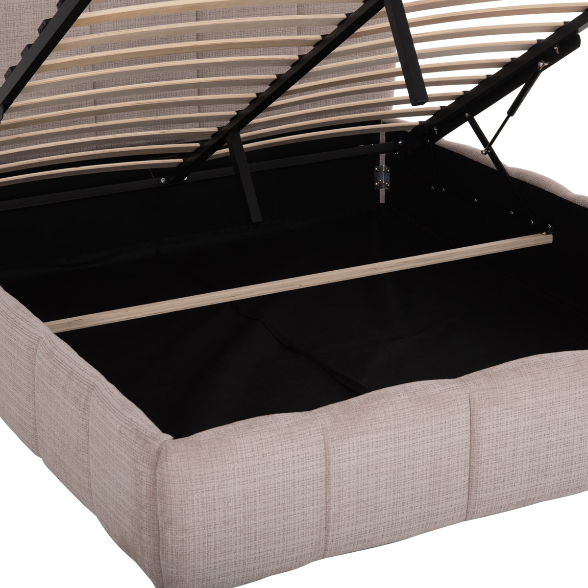 Double Bed With Storage Space Enya Hm763.03 Light Beige Fabric--for Mattress 160x200cm