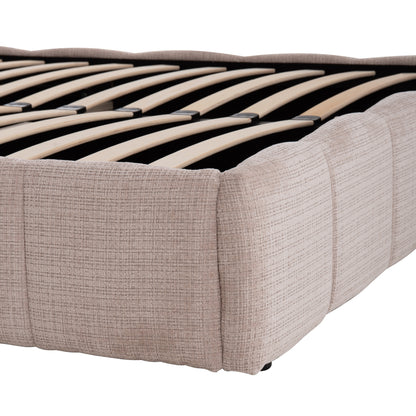 Double Bed With Storage Space Enya Hm763.03 Light Beige Fabric--for Mattress 160x200cm