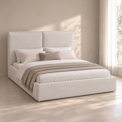 Double Bed With Storage Space Sonder Hm764.02 Cream White Fabric--for Mattress 160x200cm