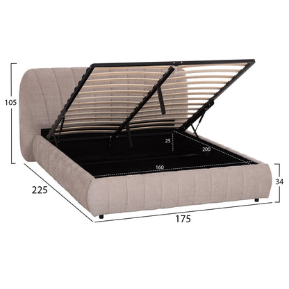 Double Bed With Storage Space Weylon Hm765.03 Beige Fabric--for Mattress 160x200cm